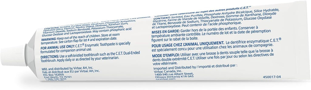 C.E.T. Enzymatic Toothpaste for Dogs and Cats. Poultry. 2.5oz | Plaque and tartar control for fresh breath. pet dental care toothpaste. Dual enzyme system. poultry flavored toothpaste