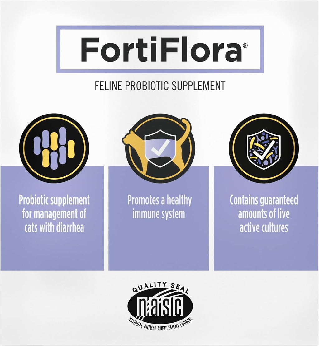Pro Plan Veterinary Diets FortiFlora Daily Probiotic Powder Supplement for Cats with Digestive Support and Immune System for Occasional Diarrhea