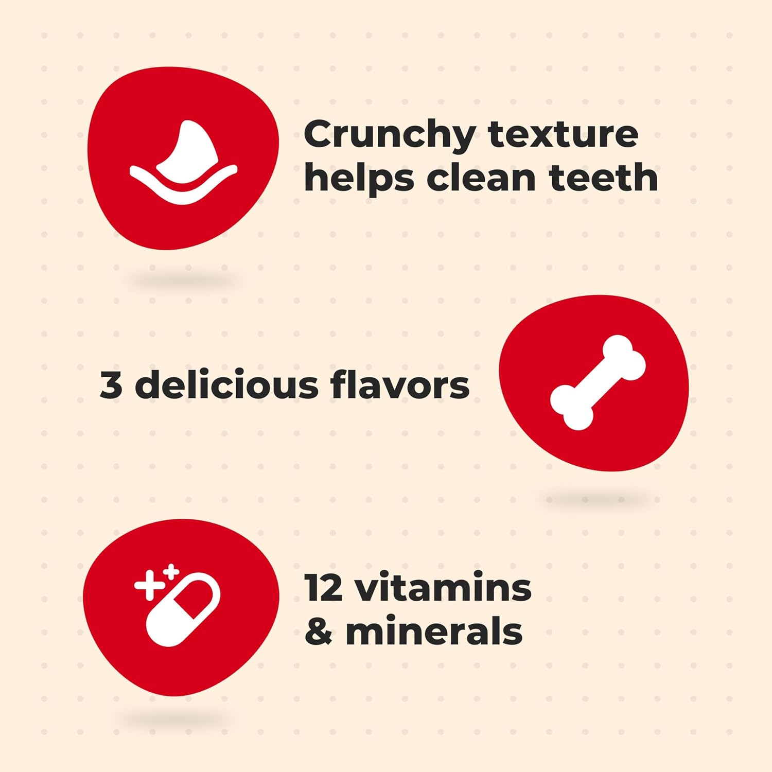 Milk-Bone Flavor Snacks Mini's Dog Treats. 36 Oz. | 5 calories per treat. 15% protein. 3 flavors per canister (beef. chicken & bacon. naturally & artificially flavored)
