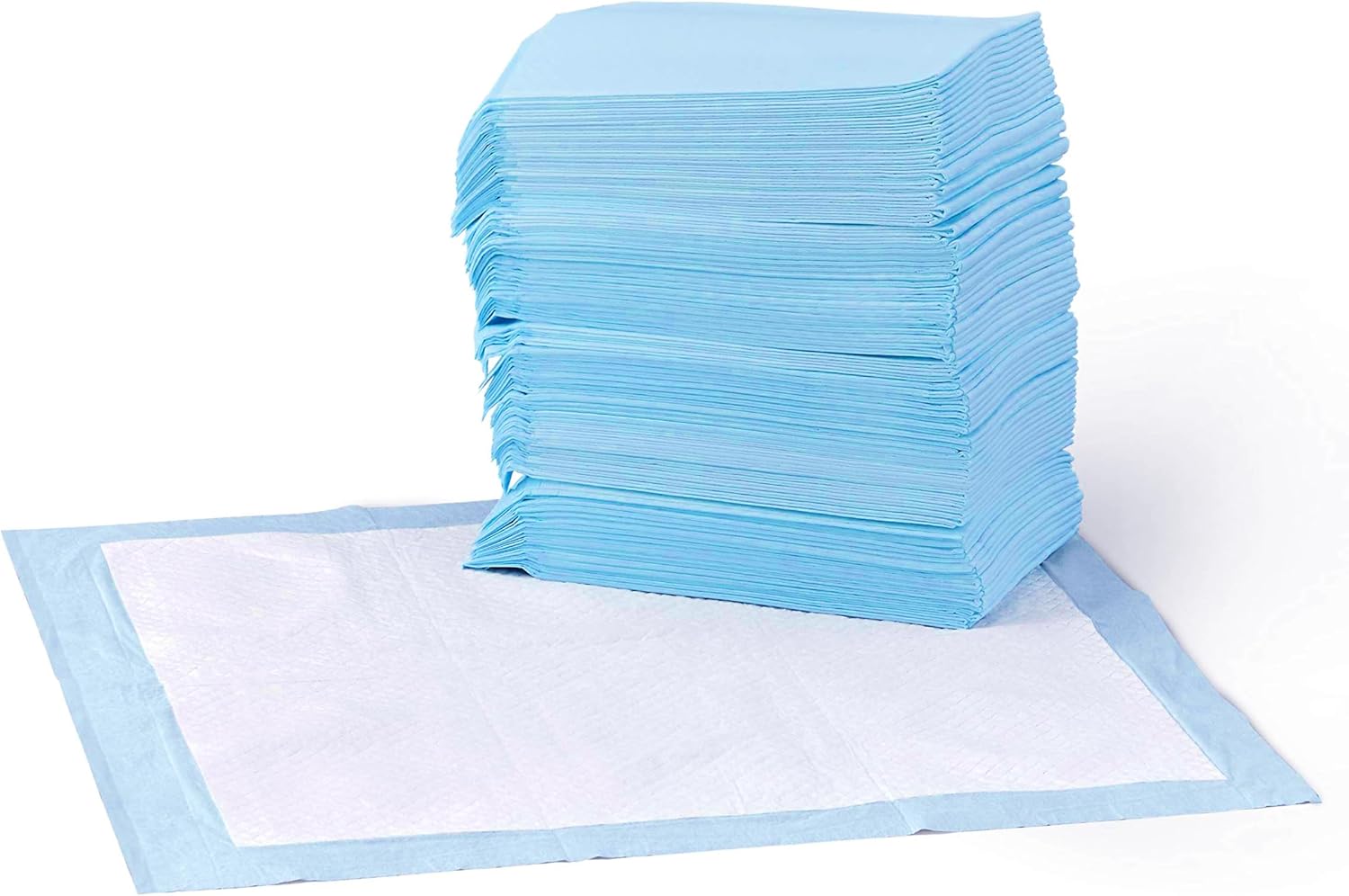 Amazon Basics Leak-Proof Dog and Puppy Potty Training Pee Pads with Quick-Dry 5-Layer Super Absorbent Surface for Dog Training. Floor Protection. Regular Size 22x22. Blue & White. 50 Count