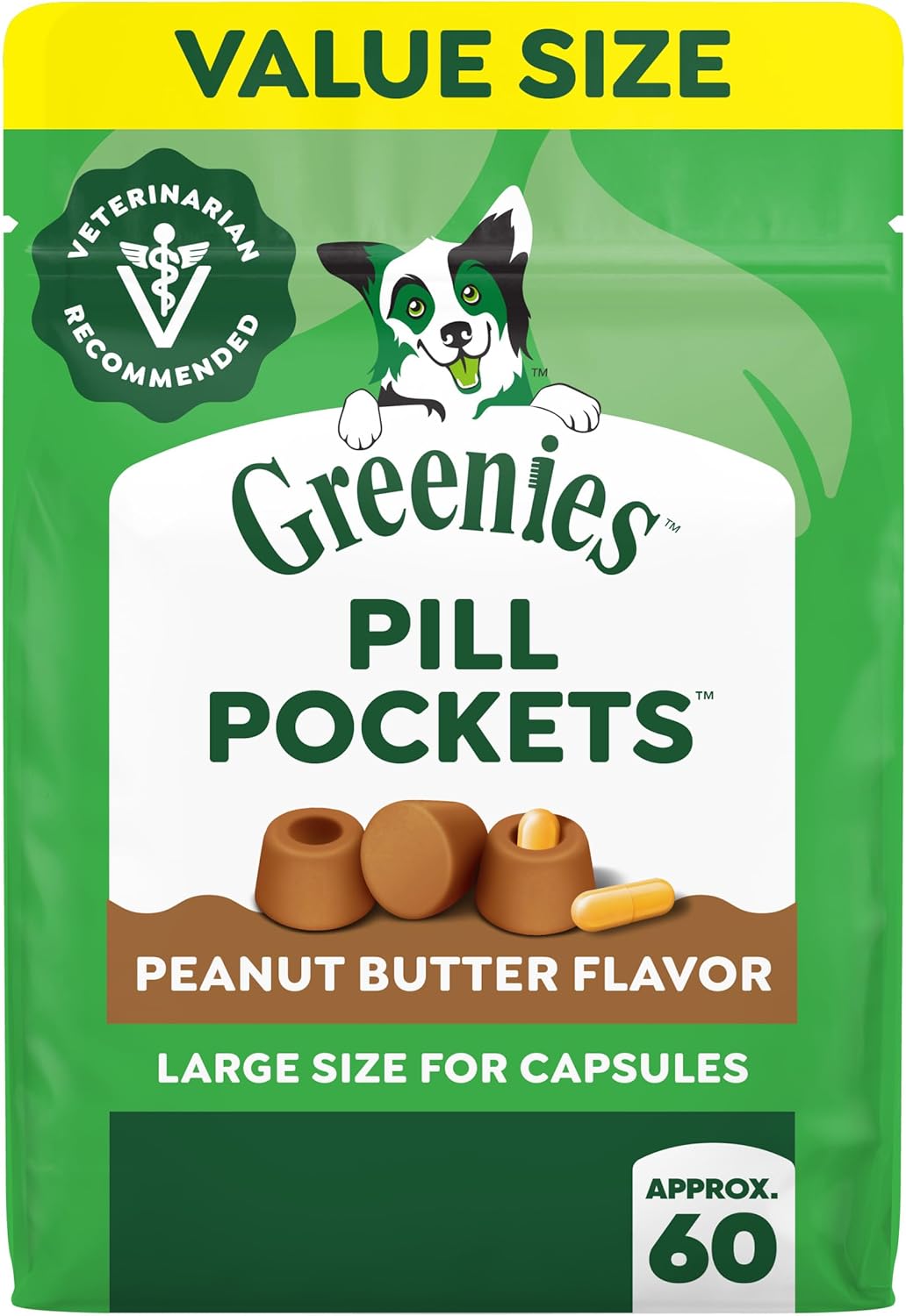 Greenies Pill Pockets Large Size Dog Treats. Peanut Butter. 15.8 oz | Vet-recommended. capsule size. low calorie. odor masking. stress- and mess-free medication experience