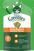 Greenies Feline Natural Dental Cat Treats. Roasted Chicken Flavor. 9.75 oz | #1 vet-recommended. clinically-proven oral care. cleans teeth and freshens breath. cleans to gumline. natural ingredients