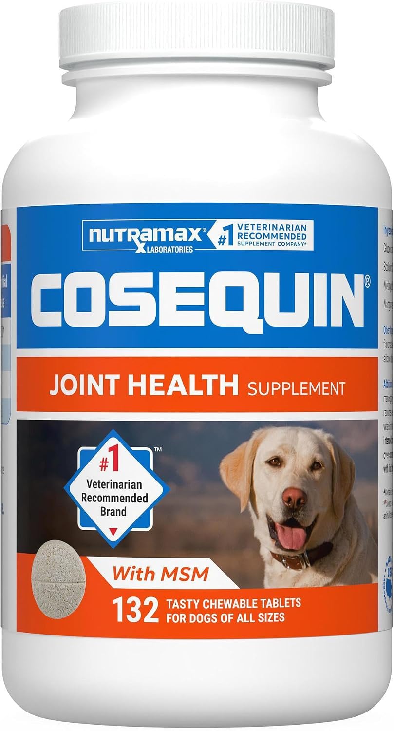Nutramax Cosequin Joint Supplement for Dogs. Chewable Tablets. 132ct | Glucosamine + Chondroitin for Dogs with MSM. Supports Healthy Joints. All Breeds & Sizes. All Ages