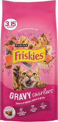 Purina Friskies Gravy Swirlers With Flavors of Chicken. Salmon and Gravy Dry Cat Food - 3.15 lb. Bag