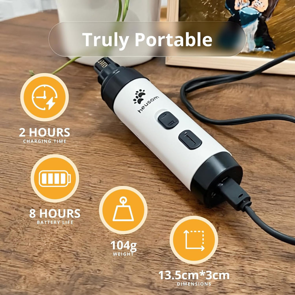 Heusom Silent Groom Pro Pet Nail Grinder | Whisper Quiet Dog Nail Grinder | Claw Trimmer for Dogs. Cats & Other Animals | Safe & Stress Free Nail Grooming. Ideal for Sensitive Dogs of All Breeds &Sizes