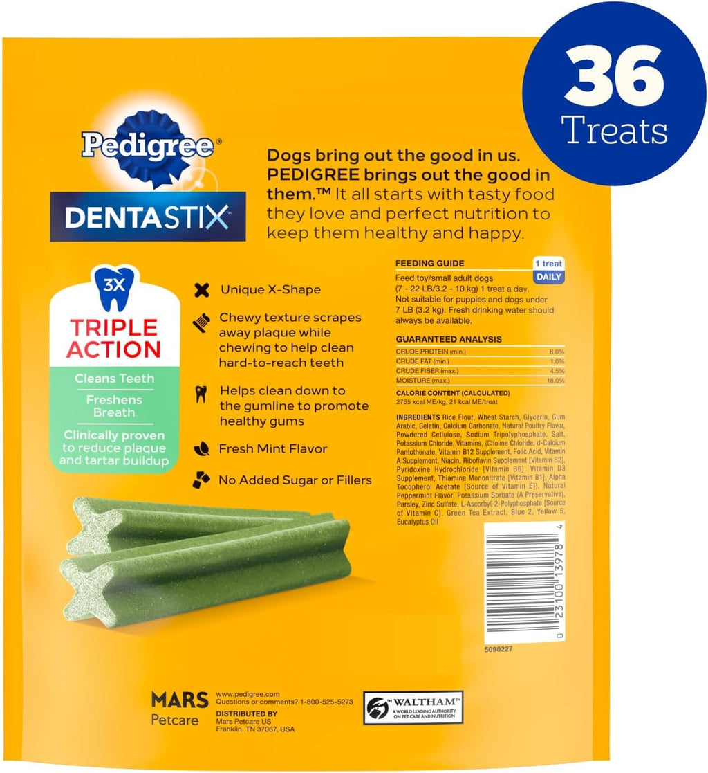 Pedigree Dentastix Large Breed Dental Dog Treats. Fresh. 36 Count | Triple action dental care. reduces tartar. cleans teeth. freshens breath. for dogs 40+ lbs. no added sugar/fillers