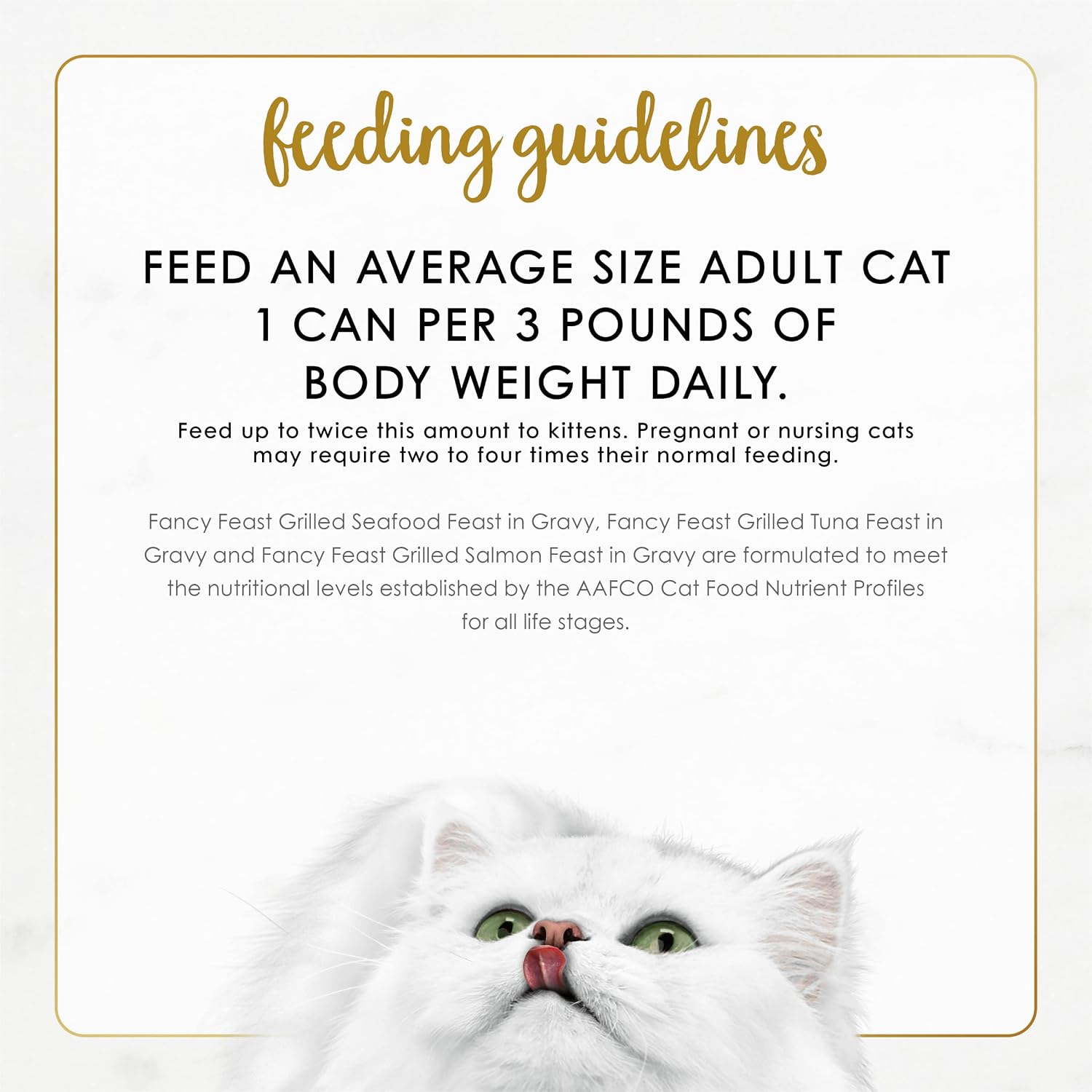 Purina Fancy Feast Grilled Seafood Wet Cat Food. 3 oz Cans. 24-Pack | Variety Pack. crafted with real seafood in savory gravy. Made with no Artificial Colors or Preservatives.