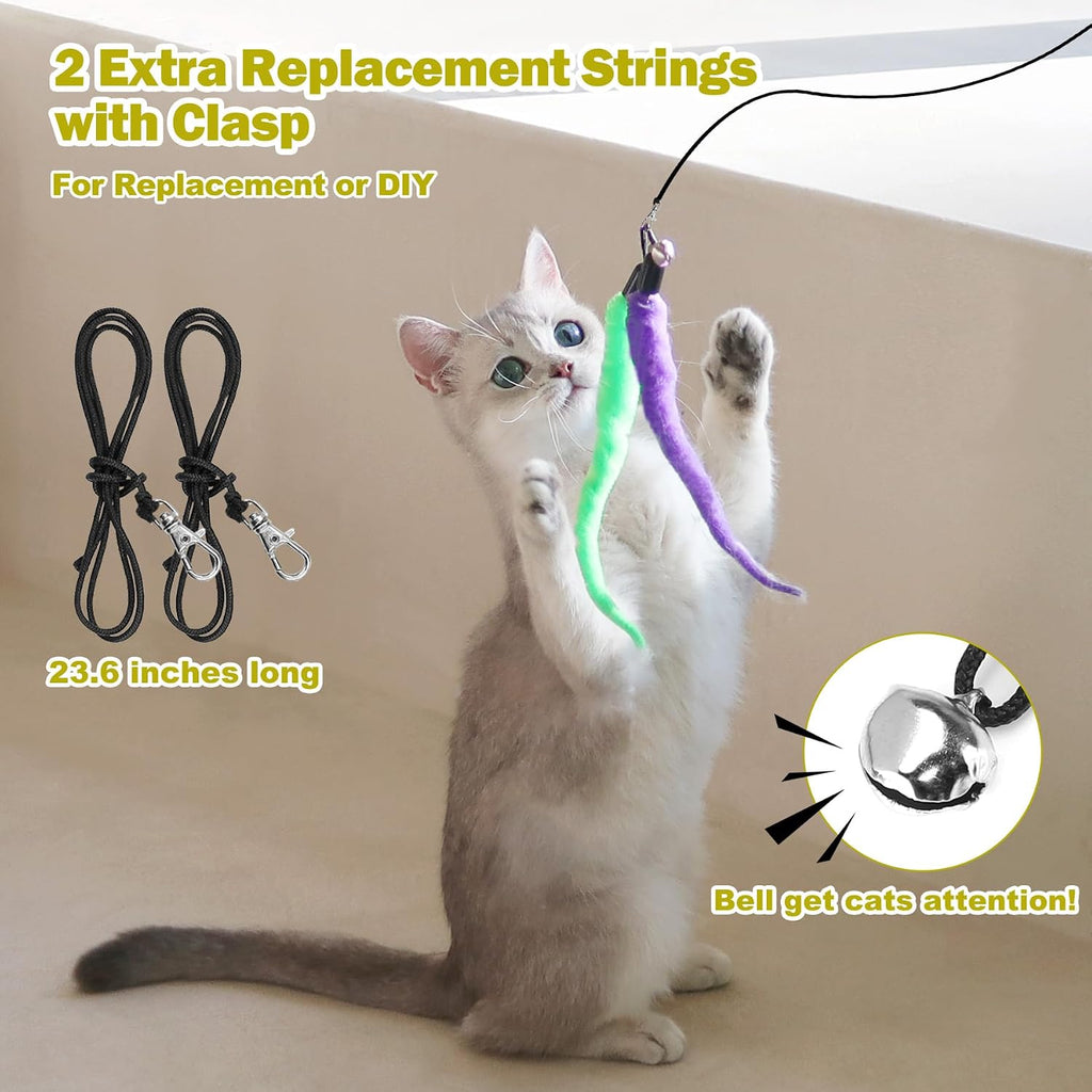 MeoHui Cat Toys for Indoor Cats. Interactive Cat Toy 2PCS Retractable Wand Toy and 9PCS Cat Feather Toys Refills. Funny Kitten Toys Cat Fishing Pole Toy for Bored Indoor Cats Chase and Exercise