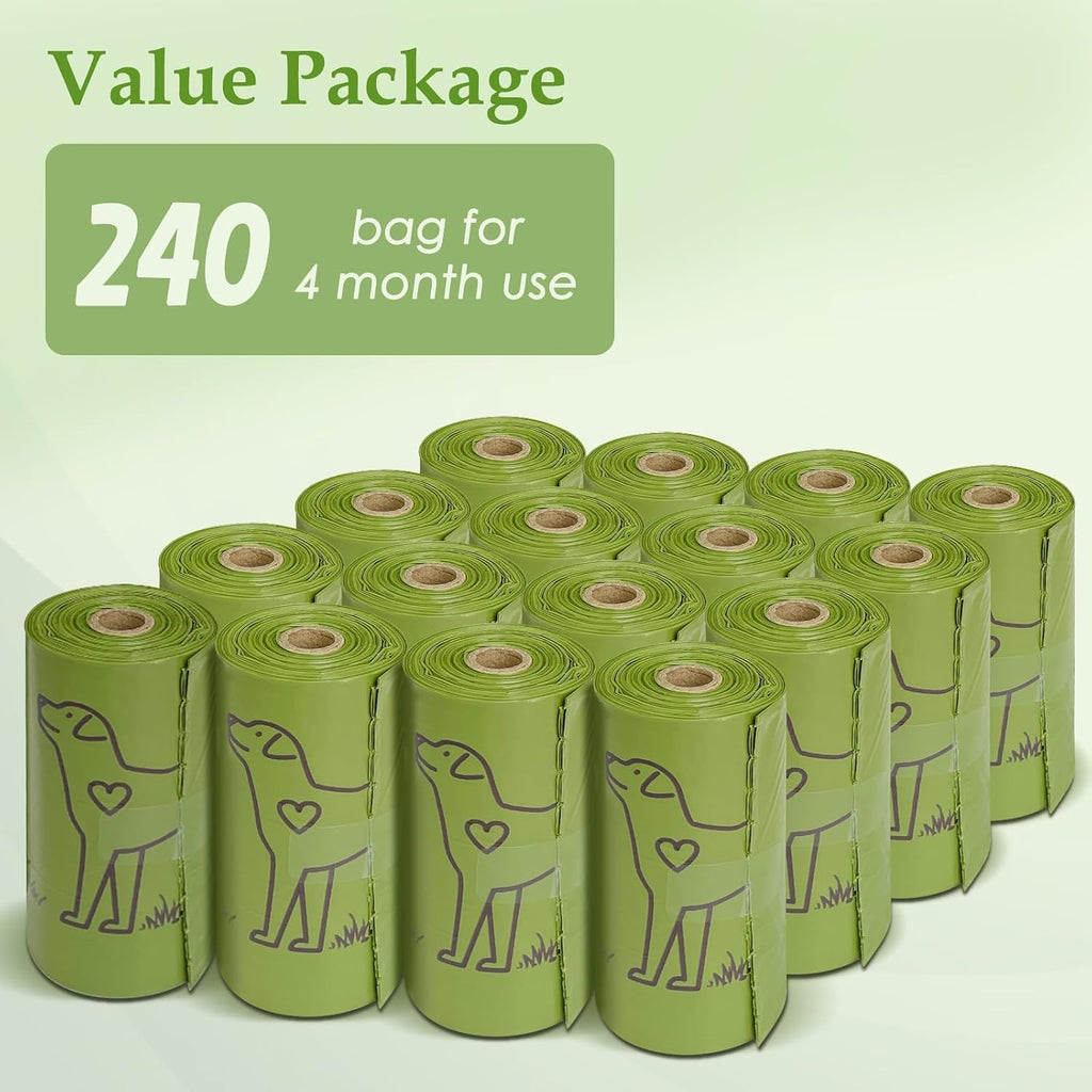 240 Count Lavender Scented 13 x 9 Dog Poop Bags Rolls | Leakproof Strong & Sturdy Waste Bags for Doggie Cat Pet
