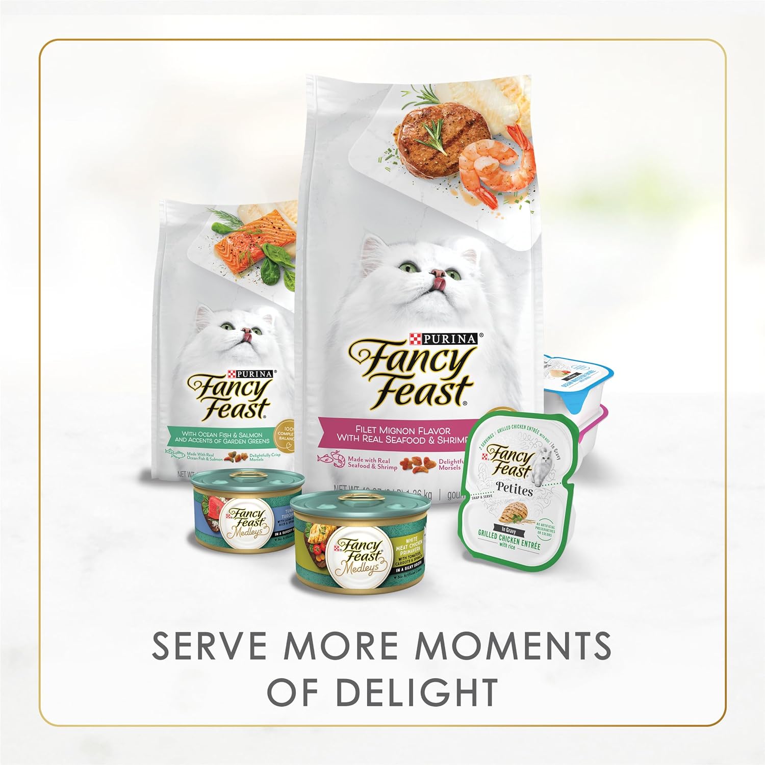 Purina Fancy Feast Wet Kitten Food Variety Pack. 3 oz cans. 24-Pack | Oceanfish. Turkey. Chicken or Salmon Recipes with no artificial colors or preservatives. 100 percent complete and balanced