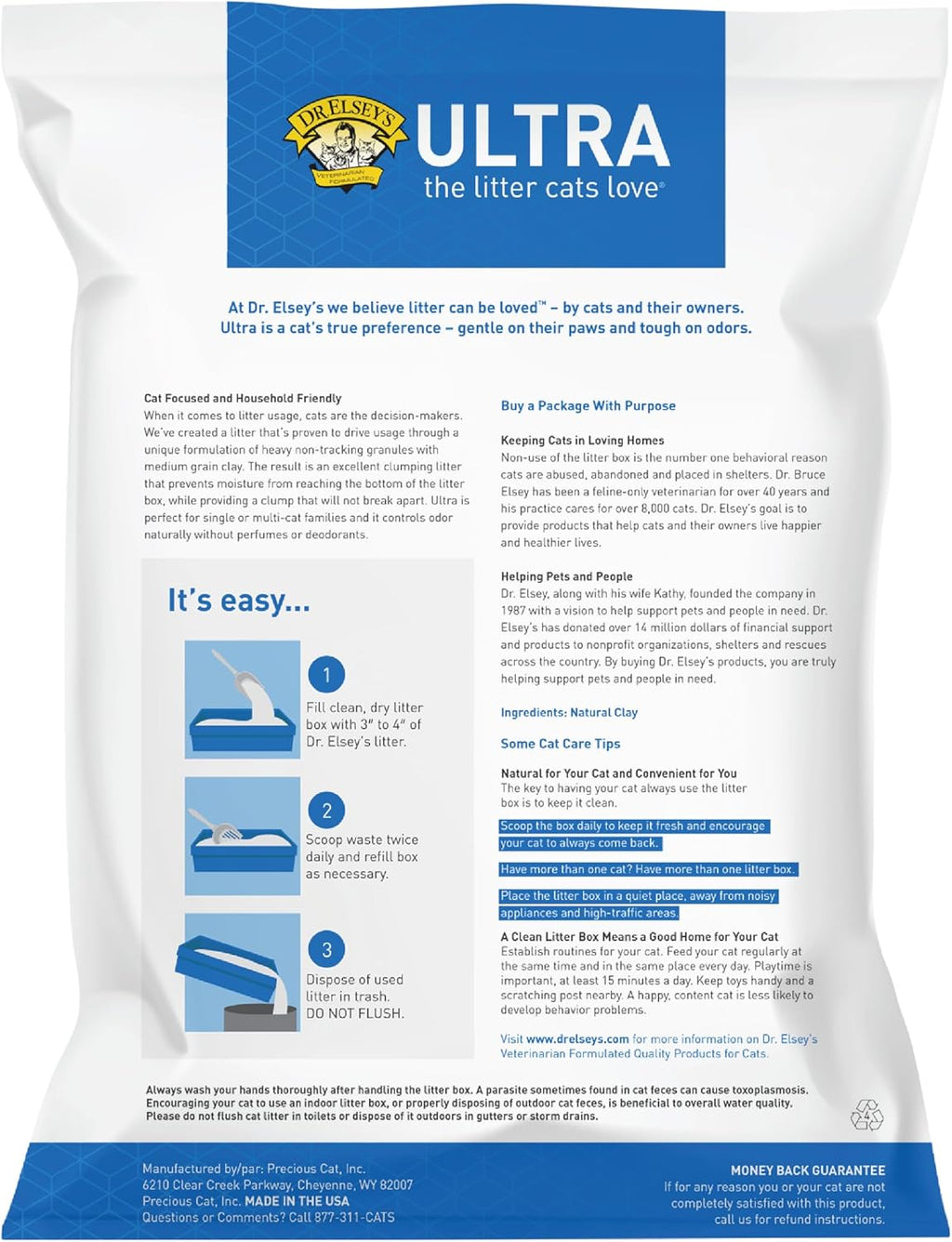 Dr. Elsey's Ultra Unscented Clumping Clay Cat Litter 18 lb Bag