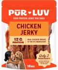 Pur Luv Chicken Jerky Dog Treats. Made with 100% Real Chicken Breast. 16 Ounces. Healthy. Easily Digestible. Long-Lasting. High Protein. Satisfies Dog's Urge to Chew