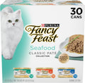 Purina Fancy Feast Seafood Classic Pate Variety Pack. 3 oz Cans. 30-Pack | Grain free wet cat food made with no artificial colors or preservatives. 100 percent complete and balanced