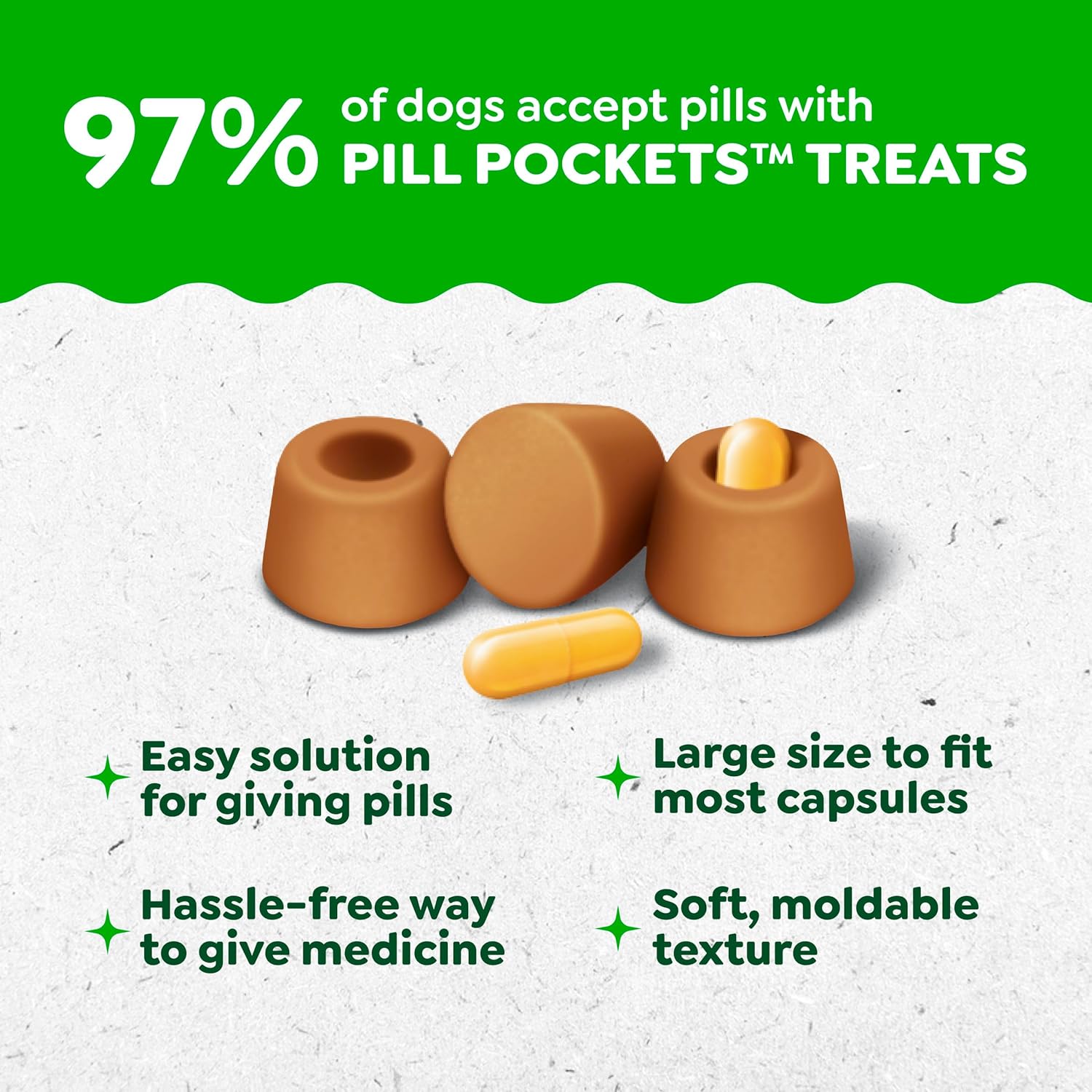 Greenies Pill Pockets Large Size Dog Treats. Peanut Butter. 15.8 oz | Vet-recommended. capsule size. low calorie. odor masking. stress- and mess-free medication experience