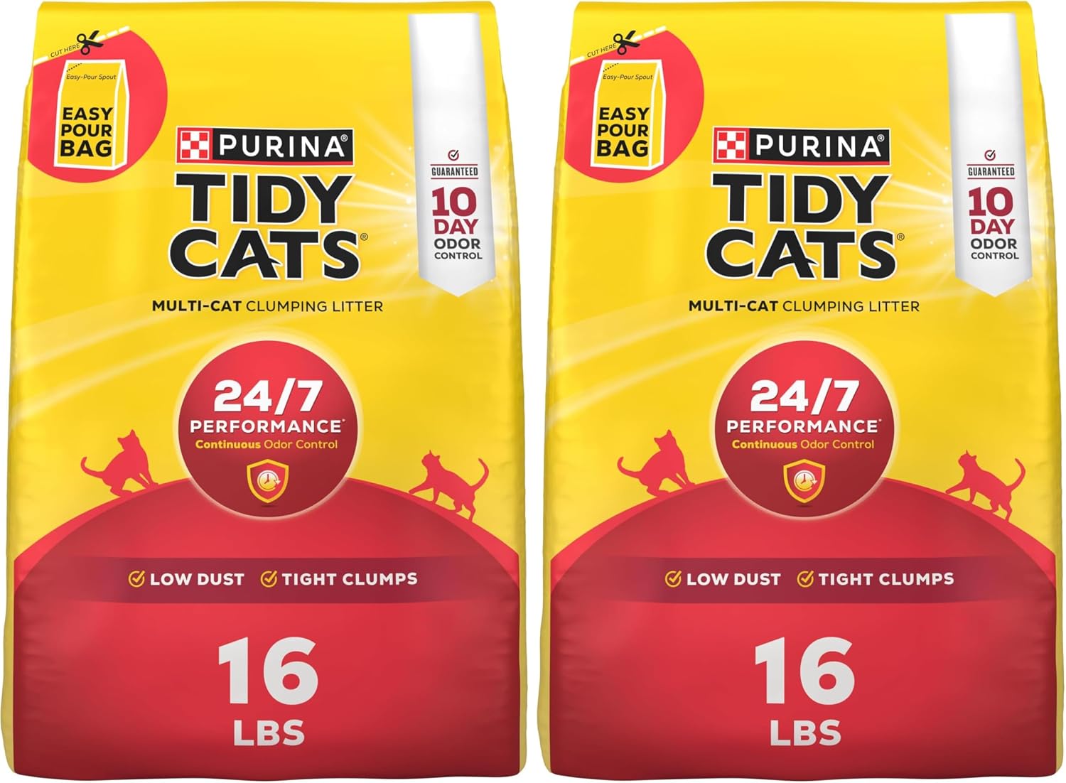 Purina Tidy Cats 24/7 Performance Clumping Cat Litter. 16 lb Bag | Clean Linen scent with 24/7 slow-release deodorizer in a smaller. easy-pour size