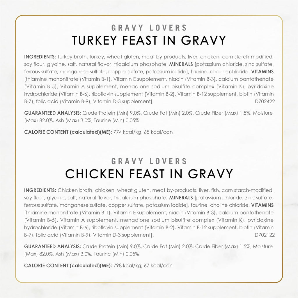 Purina Fancy Feast Gravy Lovers Wet Cat Food. 3 oz Cans. 30-Pack | Variety Pack with poultry and beef grilled gourmet recipes. made with no artificial colors or preservatives
