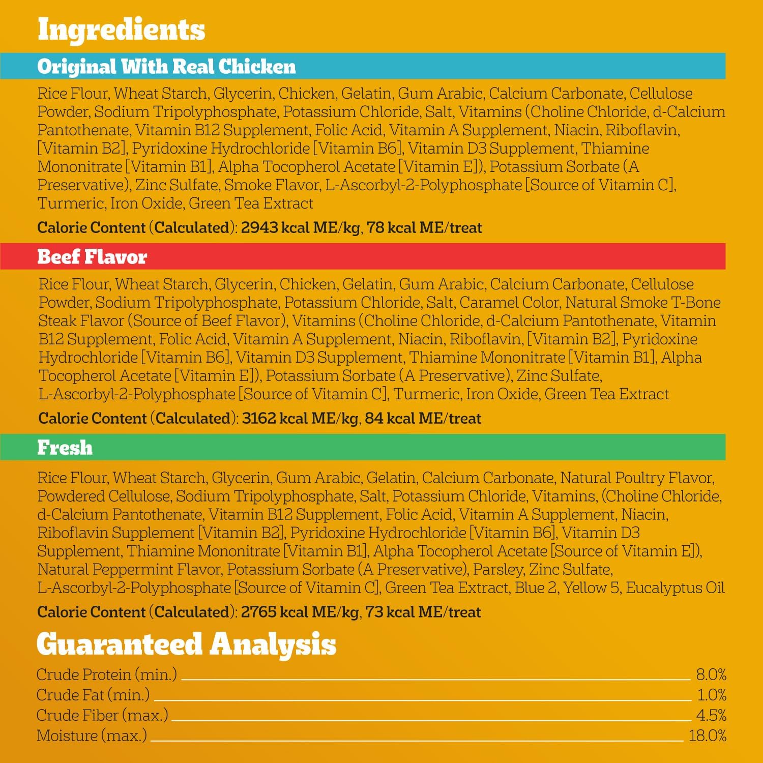 Pedigree Dentastix Large Breed Dental Dog Treats. Variety. 51 Count | Original. Beef & Fresh Flavors. triple action dental care. reduces tartar. cleans teeth. freshens breath. for dogs 40+ lbs
