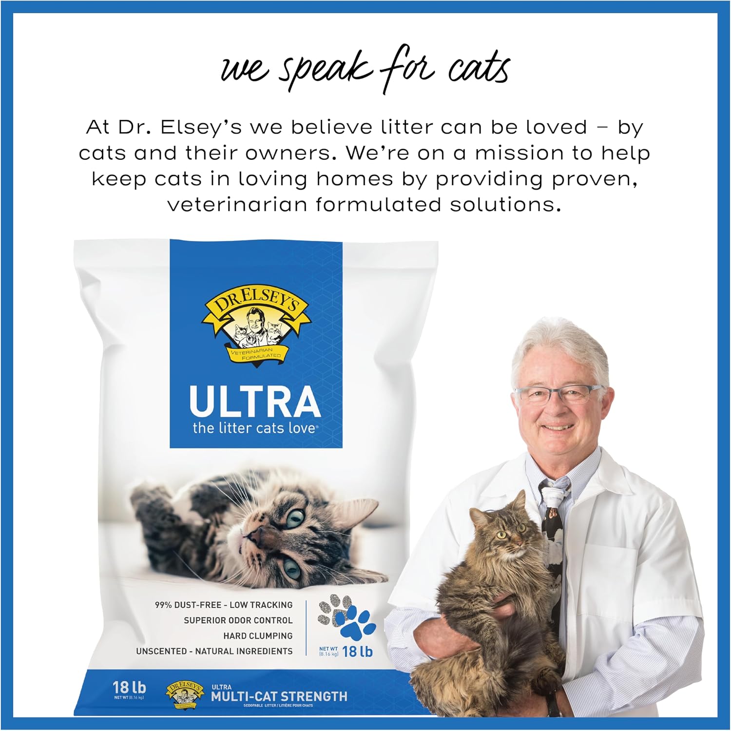 Dr. Elsey's Ultra Unscented Clumping Clay Cat Litter 18 lb Bag