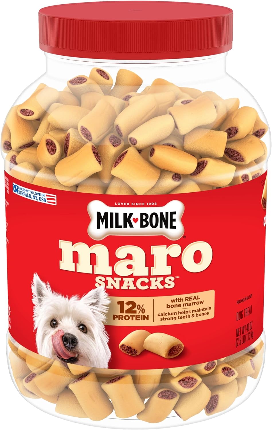Milk-Bone MaroSnacks Small Dog Treats with Real Bone Marrow. 40 Oz. | Dog treats with 12% protein