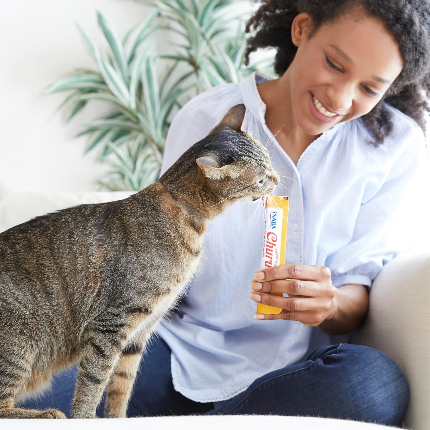 INABA Churu Cat Treats. Lickable. Squeezable Creamy Purée Cat Treat with Green Tea Extract & Taurine. 0.5 Ounces Each Tube. 20 Tubes. Chicken Variety Box