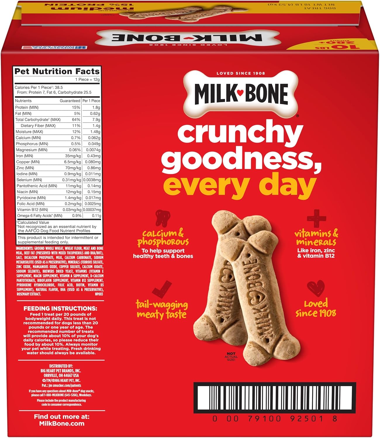 Milk-Bone Original Medium Dog Biscuits. 10 lb Box | 280+ treats. classic meaty taste. crunchy dog treats for dogs 20-50lbs. 15% protein. 12 vitamins & minerals. made in the USA