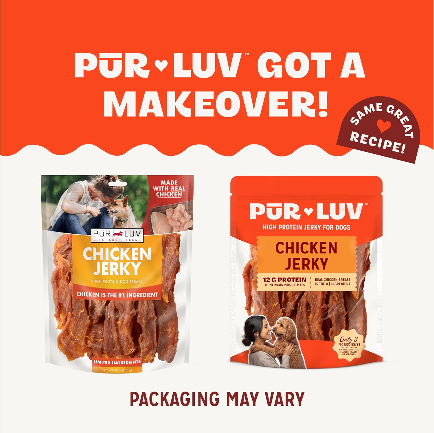 Pur Luv Chicken Jerky Dog Treats. Made with 100% Real Chicken Breast. 16 Ounces. Healthy. Easily Digestible. Long-Lasting. High Protein. Satisfies Dog's Urge to Chew
