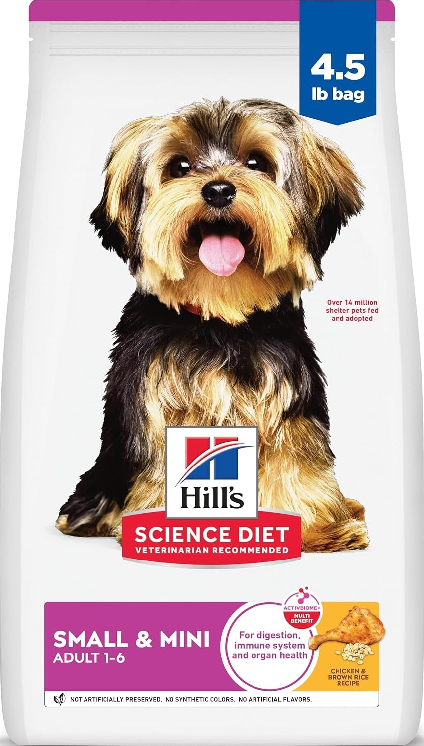 Hill's Science Diet Adult 1-6 Small & Mini Dry Dog Food | #1 Veterinarian Recommended. Chicken & Brown Rice. 4.5 lb. Bag