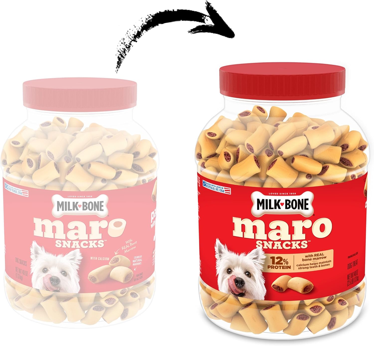 Milk-Bone MaroSnacks Small Dog Treats with Real Bone Marrow. 40 Oz. | Dog treats with 12% protein