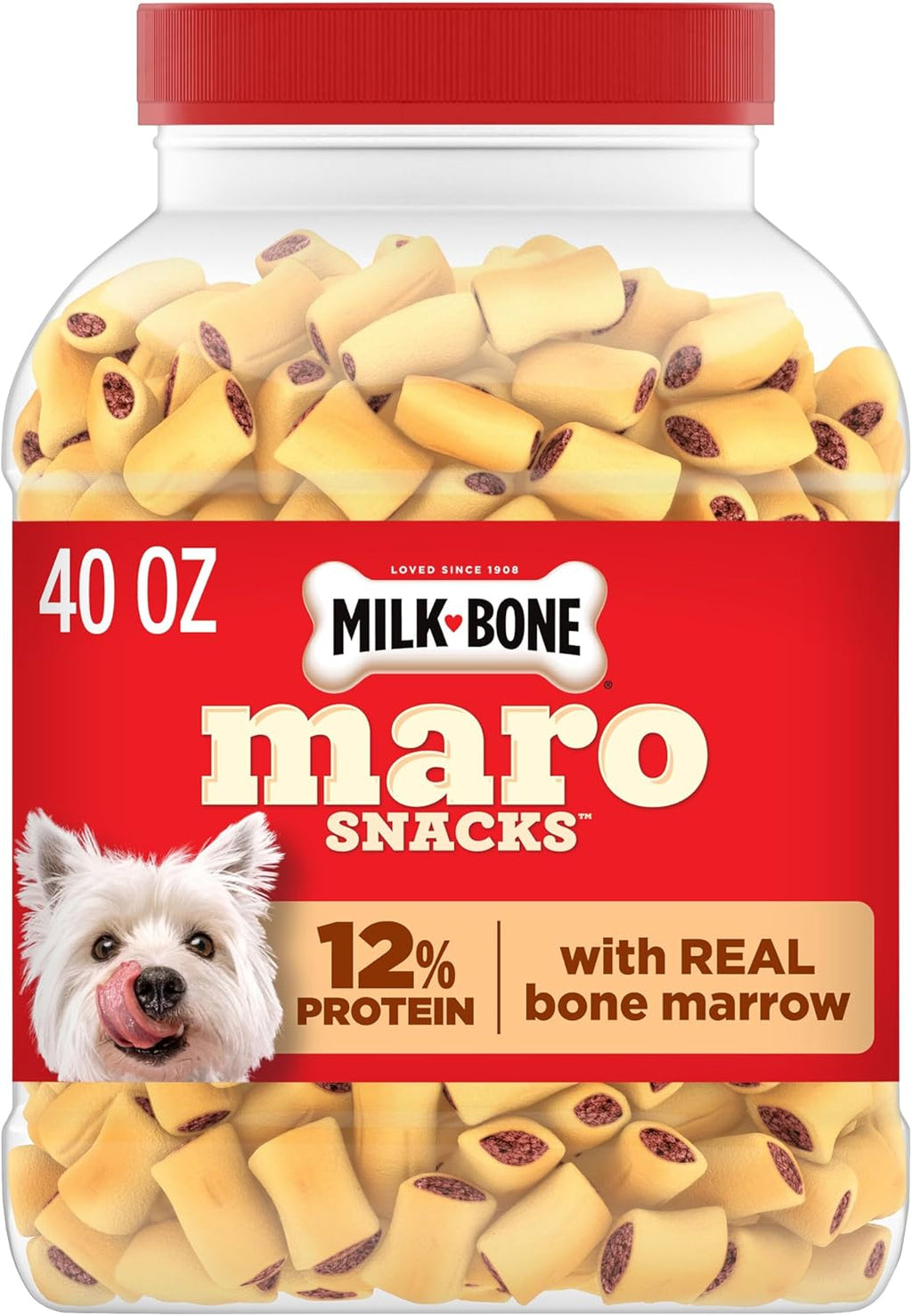 Milk-Bone MaroSnacks Small Dog Treats with Real Bone Marrow. 40 Oz. | Dog treats with 12% protein