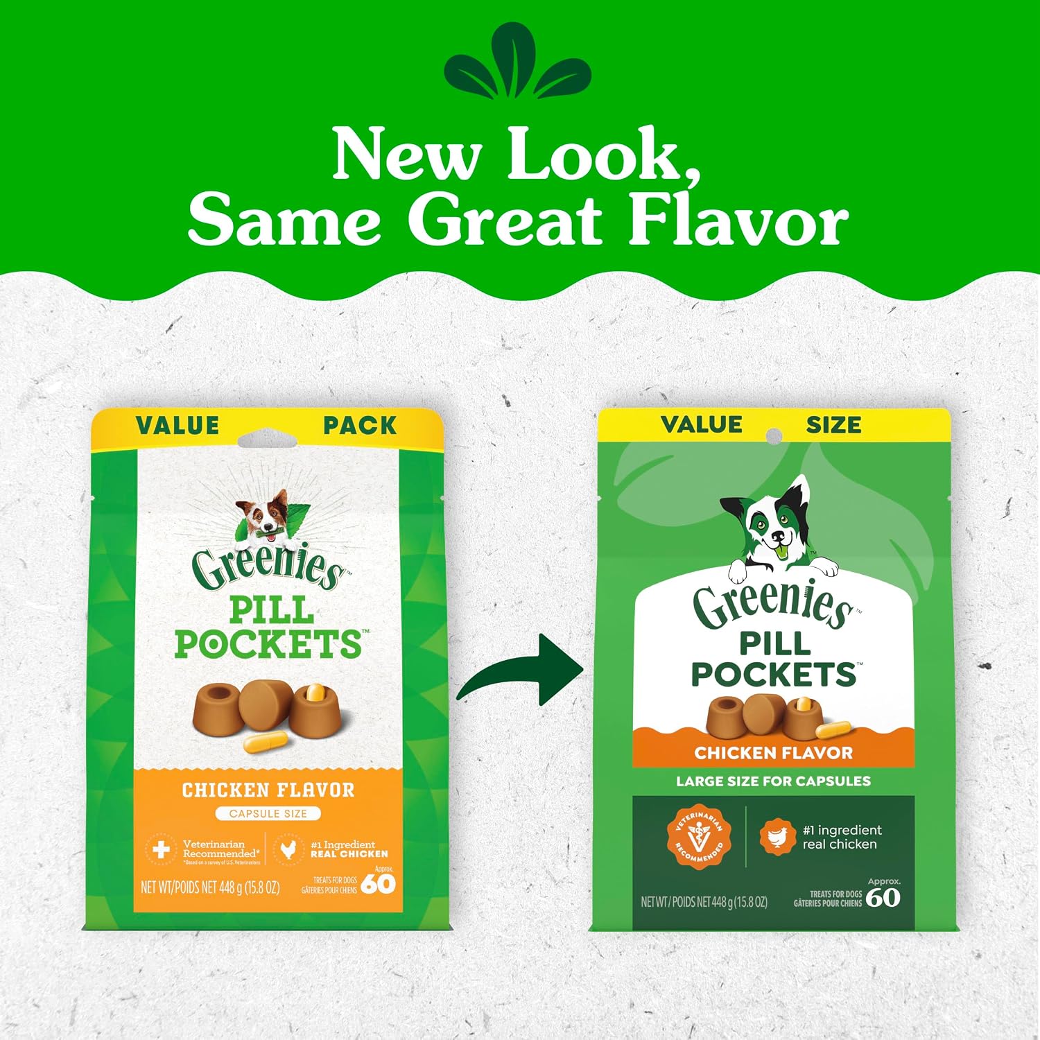 Greenies Pill Pockets Large Size Dog Treats. Chicken. 15.8 oz | Vet-recommended. Capsule size. real chicken flavor. low calorie. stress- and mess-free. natural ingredients. no fillers