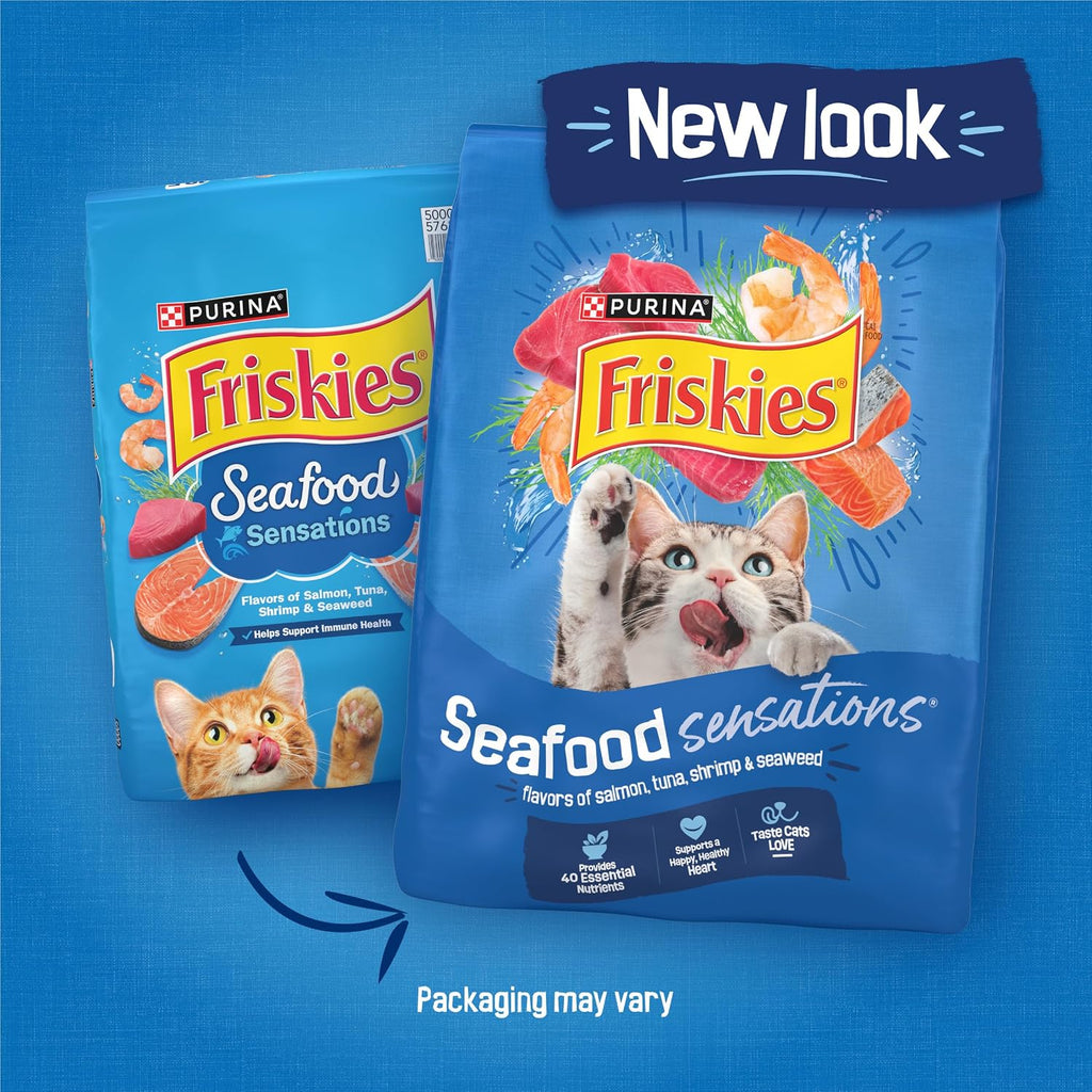 Purina Friskies Dry Cat Food Seafood Sensations With Salmon. Tuna. and Shrimp Flavors - 22 lb. Bag
