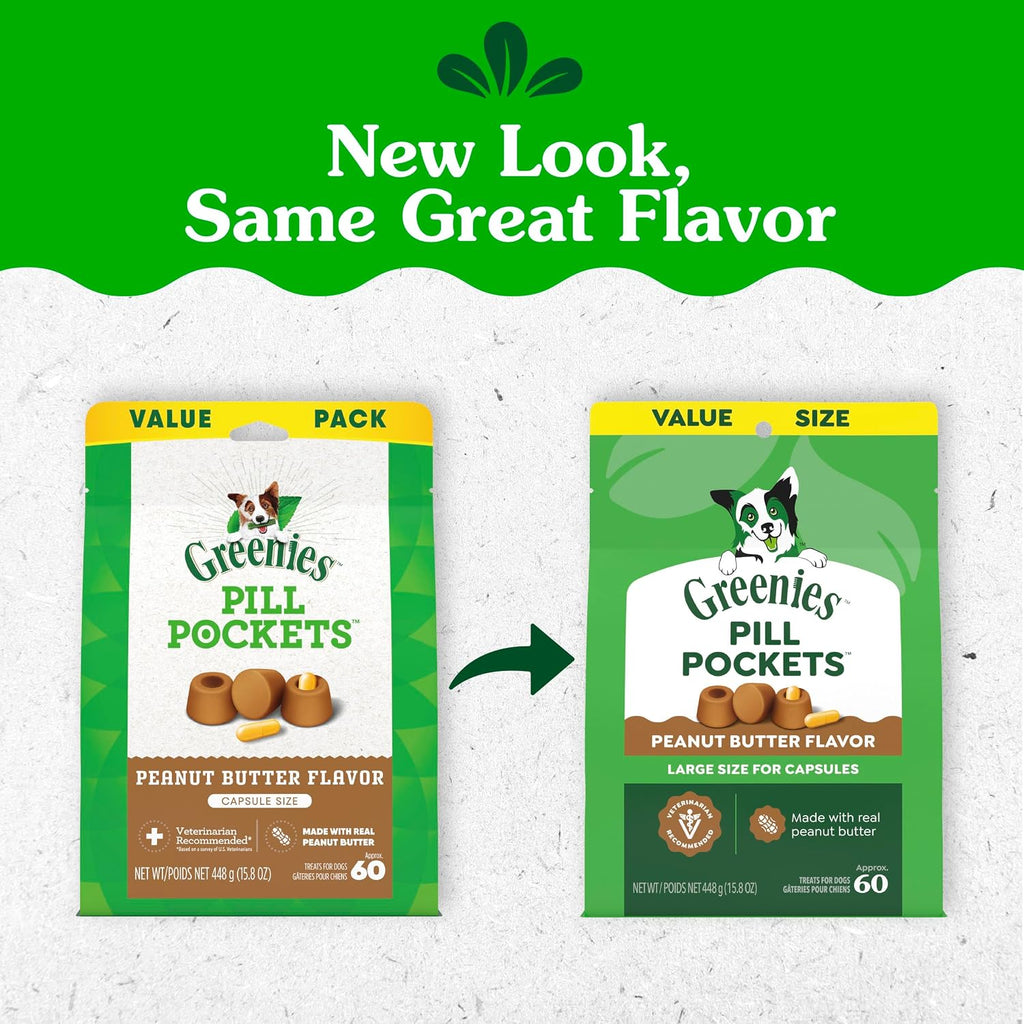 Greenies Pill Pockets Large Size Dog Treats. Peanut Butter. 15.8 oz | Vet-recommended. capsule size. low calorie. odor masking. stress- and mess-free medication experience